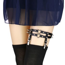YunPeng Women Girl Heart Leg Garters with Clips, Elastic Adjustable Thigh Garter for 2pcs