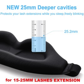 Augenmaske für Wimpernverlängerungen, 3D-konturiert, 25 mm tiefe Taschen, Design mit Wimpernschutz, Schlafmaske, weicher Memory-Schaum, verstellbares Kopfband für Wimpern-Nachsorge (25 mm tiefe