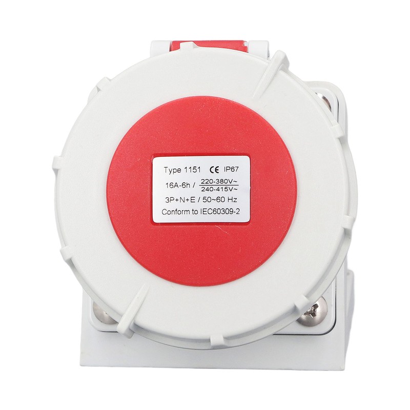 Industrial Connector Socket 16A 5 Pin 3P+N+E Surface Mount IP67