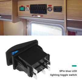 Create idea 2Pcs Waterproof 5 Pin ON/Off LED Light Bar Toggle Rocker Switch 12V 20A Panel Blue LED Light for Car Boat Truck RV SUV, LED Light BAR