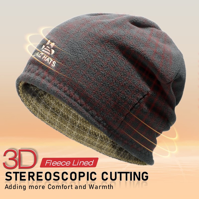Winter Mens Beanie Hat Scarf Warm Fleece Lined Windproof Knit
