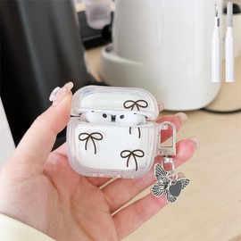 COTYPOFLIYTT Compatible with Airpods Pro 2nd Generation Case with Cleaner Kit Bow Glitter Soft Cover Butterfly Keychain for AirPods Pro Case for Girls Women Airpods Pro 2nd/1st-Clear Sparkly