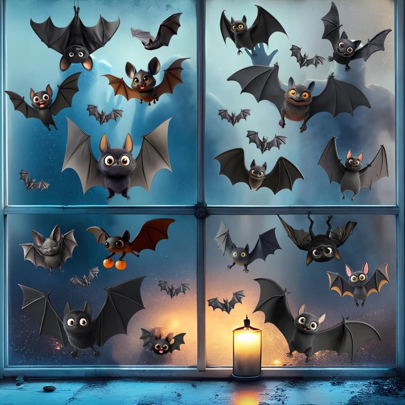 VELUMI Halloween Window Clings, Static Cling Stickers for Glass (Bat2)