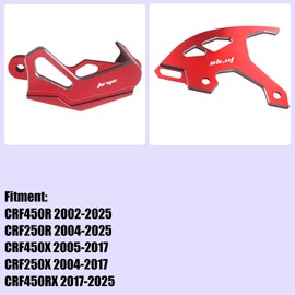 Adsspro Motorcycle Parts CNC Aluminum Brake Disc Caliper Guard Cover Protector for CRF450R 2002-2025 CRF250R 2004-2025 CRF450X 2005-2017 CRF250X 2004-2017 CRF450RX 2017-2025 Dirt Pit Bike