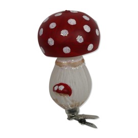 Lauschaer Glas Christmas Tree Decoration Toadstool Christmas Tree Decoration Mouth-Blown Hand-Decorated