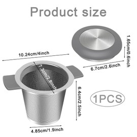 Tea Infuser, Tea Strainer, Tea Strainers for Loose Tea, Tea Infuser for Loose Tea with Heat Proof Handle for Loose Tea Leaf Herbs or Spice Gift for Tea Lovers (Grey)