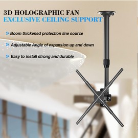 Hologram Fan Stand with Base, 3D Advertising Display Ceiling Bracket Adjustable Extendable 15.5 to 24 Inches for 3D Holographic Fan Advertising Machine, Load 8.81lb
