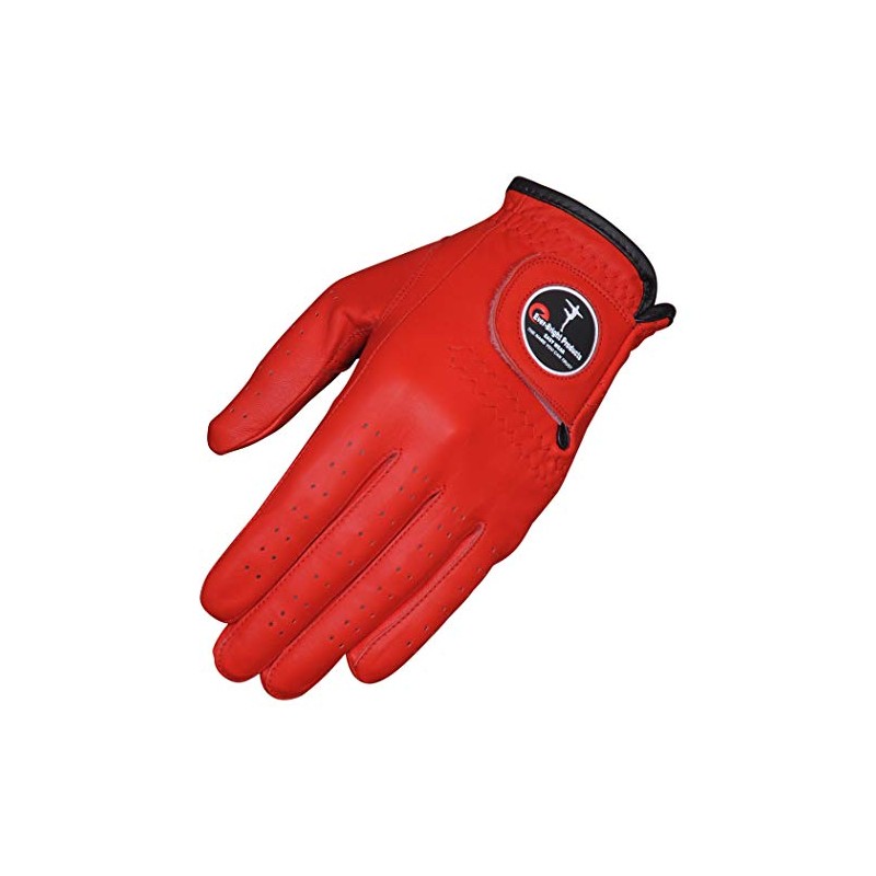 Ever-Bright Men's Golf Gloves OptiColor Premium Leather Golf Glove (Red,