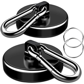 LOVIMAG Strong Magnets with Hooks, 200LBS+ Heavy Duty Magnets with Epoxy Coating for Cruise, Magnetic Hooks with Swivel Carabiner Hook, Powerful Neodymium Magnet for Hanging, Kitchen,Garage-2 Pcs