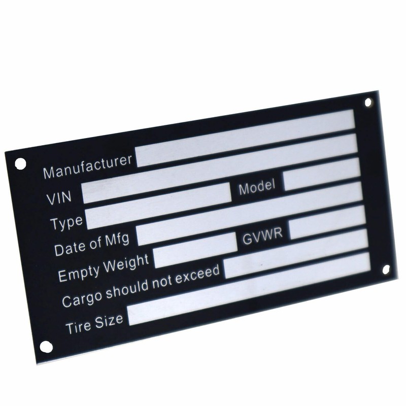 cwZhen Blank Trailer VIN ID Plate Data TAG Model Identification