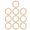 Atyhao 10Pcs 65mm Wooden Teether Rings, Natural Wood Loop Ring