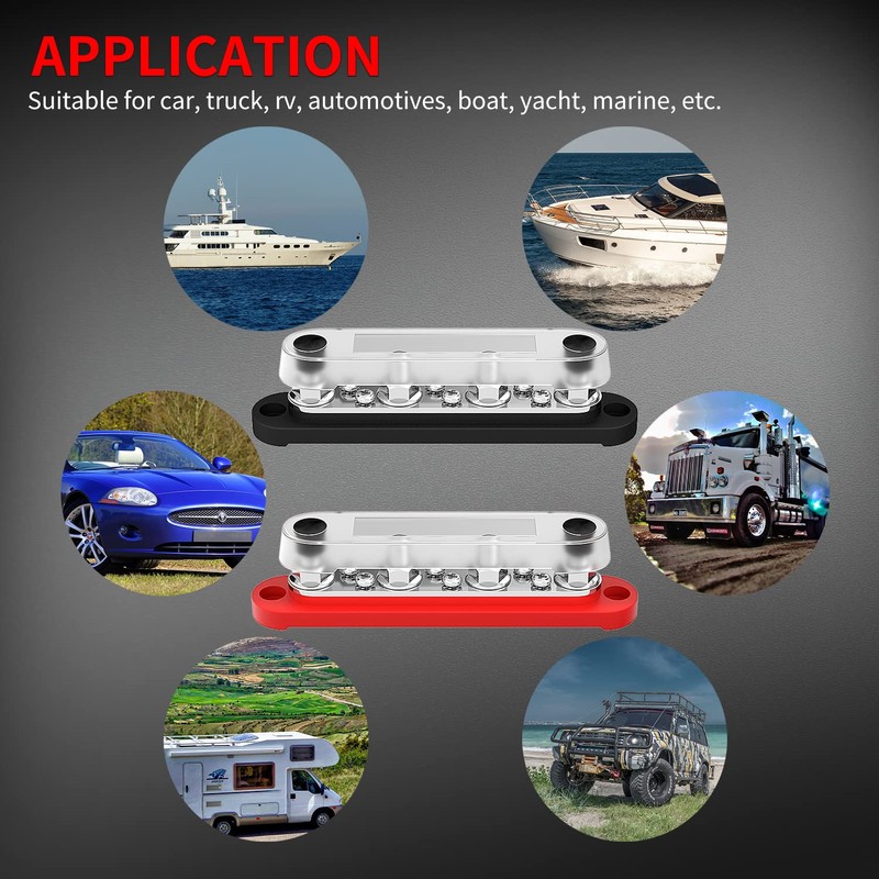 DAIERTEK Bus Bar Terminal Block 4 x 5/16" (M8) Terminal