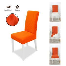PETCUTE Chair covers stretch dining chair covers spandex chair slipcovers Orange Set of 2