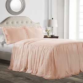 Lush Decor, Blush Ruffle Skirt 3 Piece Bedspread Set, King