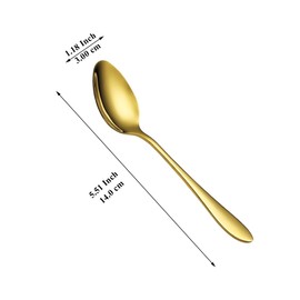 Kyraton Golden Teaspoons 12 Pieces 14cm Stainless Steel Titanium Plated Golden Teaspoons, Dessert Spoon,Golden Teaspoon,Spoon Silverware