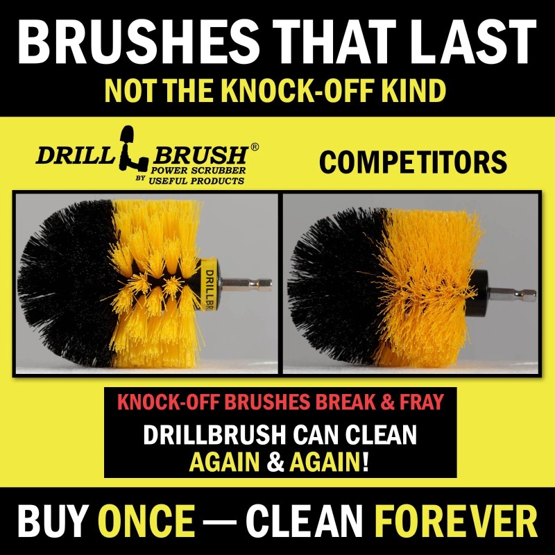 Drillbrush Drill Brush Attachments for Cleaning Auto Interior, Tile, Grout,