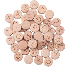 ToBeIT Wooden Beads Square Wood Beads Cube Letter Beads Alphabet Letter Beads for Crafts DIY Handmade Decorations Craft Making (C-52pcs)