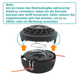 Zeqeey M10 x 1.25 Strimmer Left Thread Head, Replacement Grass Trimmer Head with 15m 2.4mm Round Nylon String Wire Cord for Garden Lawn Patio Strimmer Spool