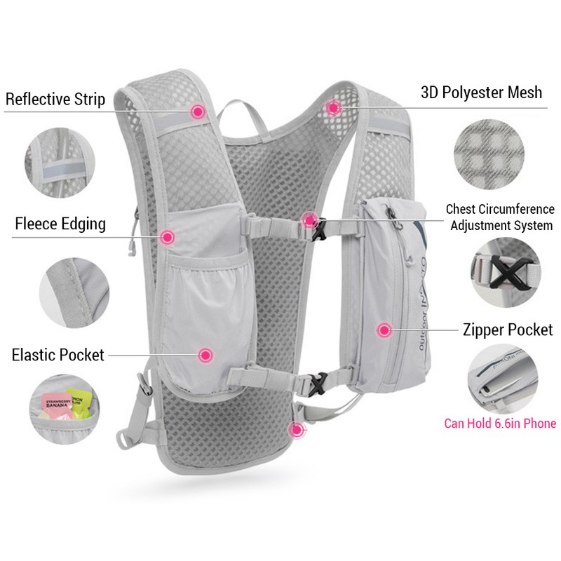 5L Running Hydration Vest Backpack Breathable Jogging Sports Backpack with