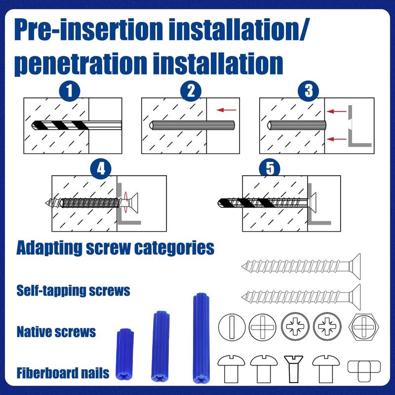 Lineshading 200 Pcs 5/16" Hole Screw Expanding Plastic Screw Anchors
