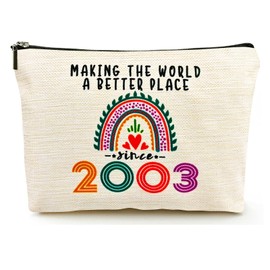 22nd Birthday Gifts for Her Makeup Bags, 2003 Happy 22nd Birthday Decorations for Women Her, 22 Year Old Birthday Gifts Ideas for Daughter, Sister, BFF, Female, Teenage Girls, Cosmetic Travel Pouch