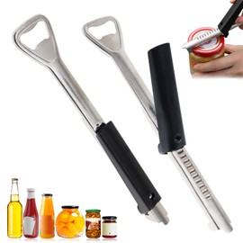 Pack of 2 Adjustable Can Openers, Manual Multifunctional Lid Opener, Stainless Steel Jar Opener, Non-Slip Bottle Opener for Seniors, Jar Opener, Screw Lid Opener for Seniors, Weak Hands