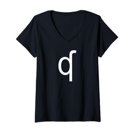 Womens Latin Small Letter Q with Hook V-Neck T-Shirt