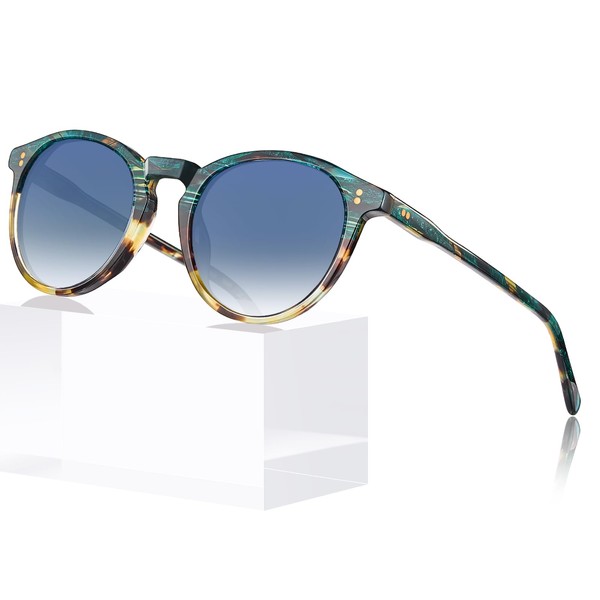 CARFIA Retro Round Sunglasses for Women Small Face Polarized UV400