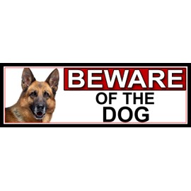 SHAWPRINT German Shepherd BEWARE OF THE DOG METAL GATE SIGN 266mm x 87m. (523H2)