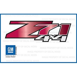 Decal Mods Z71 4x4 Decals Stickers Gradient fits Chevy Silverado/GMC Sierra Red Ruby - GRRUBY (2007-2013) Bed Side 1500 2500 HD (Set of 2)