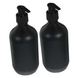 WOONEKY 2pcs Refillable Plastic Soap Dispenser Pump Bottles Black Matte Lotion Container for Hand and Dish Soap Convenient for Home and Travel