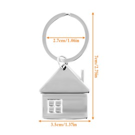 Metal Key Ring with House, Pack of 2 Silver Small Key Rings Lovers Key Ring Housewarming Gift for Friends Family Practical Key Holder for Homeowners and Owners, silver