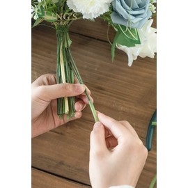 Ling's moment Green Tubing Roll for Bundling Artificial Flower Stems, 19.6FT DIY Kit for Wedding Bouquet Corsage and Floral Arrangement