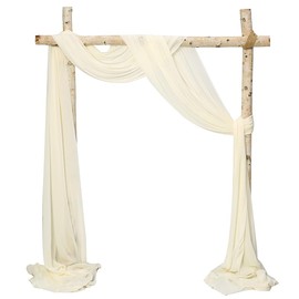 SHERWAY 2 Panels Chiffon Fabric Drapery Wedding Arch Drapes, Party Backdrop Curtain Panels, Ceremony Reception Swag Decoration (27 x 216 Inch, Ivory & Ivory)