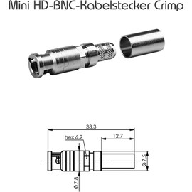 Summer Cable 50 cm HD-BNC Mini 6G-SDI - HD-SDI 4K Adapter Cable SC Vector 0.8/3.7 UHD Neutrik BNC RearTwist Male 0.5 m VTMBR0050-SW-SW