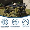 Cosco XL 38.5" Resin Fold-in-Half Card Table, Black, Wheelchair Accessible,