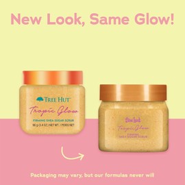 Tree Hut Mini Tropical Glow Shea Sugar Scrub Exfoliates Moisturizing Body with Butter and Essential Oils Smooth Skin All Types Vegan Travel Size 3.4 oz Scent / 트리 헛 미니 트로피컬 글로우 시어 슈가 스크럽 버터 및 에센셜 오일이 함유된 각질 제거 수분 바디 매끄러운 피부 모든 타입 비건 여행 사이즈 3.4온스 Scent