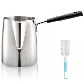 Dicunoy Milk Butter Warmer Pot, 1qt Turkish Coffee Pot with Spout, Large Stovetop Melting Boiling Cezve Ibrik Briki Greek Arabic Coffee Maker for Chocolate Heating, Camping, 18/8 Stainless Steel