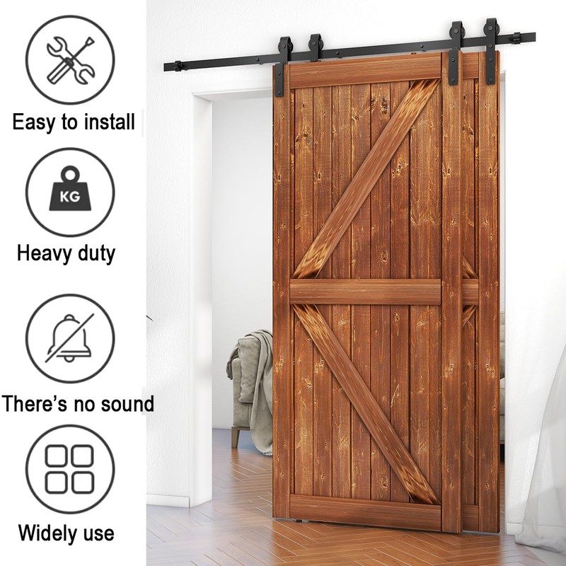 AONAYIOA 9FT Bypass Sliding Barn Door Hardware Kit, Combination Track