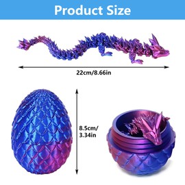 APRRMLIZW 3D Printed Dragon in the Egg, Pack of 2, Full Movable Dragon Mysterious Dragon Toy, Movable Fidget Dragon Eggs, Full Articulated Crystal Dragon for Home Desk Decor Ornament