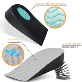 Height Increase Insole, Shoe Insoles for Men Women, Heel Insoles Invisible Shoe Lifts Inserts, Elastic Shock Heel Cushion Pads, High Arch Supports Insoles for Leg Length Discrepancies, Heel Pain
