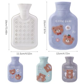 Bncxdc Hot Water Bottle, Hot Water Bag, Durable Rubber Mini Bear Water Bag with Removable Cloth Cover, Strong Sealing, for Keep Warm Hands, Neck, Back, Abdomen and Waist (Green, 350ml)