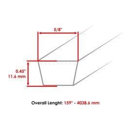 Caltric 300997 54" Deck Belt for Dixie Chopper Zee 2 2354BR 2354HP 159" x 5/8"