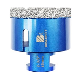 60mm Diamond Core Drill Bit for Porcelain Tile Ceramic Marble Granite Drilling,BRSCHNITT 1pc Vacuum Brazed Diamond Hole Saw with 5/8-11 Thread (60mm)