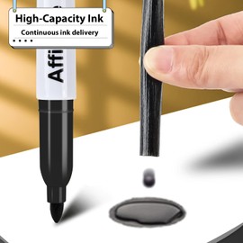 Affisure Permanent markers, 60 packs permanent markers bulk, quick drying in one second, waterproof, smooth, not easy to erase, durable, can be marked on glass, tiles and cloth, office supplies