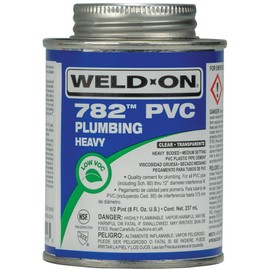 Weld-On 14018 782 PVC Heavy-Bodied High Strength Plumbing Solvent Cement - Medium-Setting and Low-VOC, Clear, 1/2 Pint (8 fl oz)