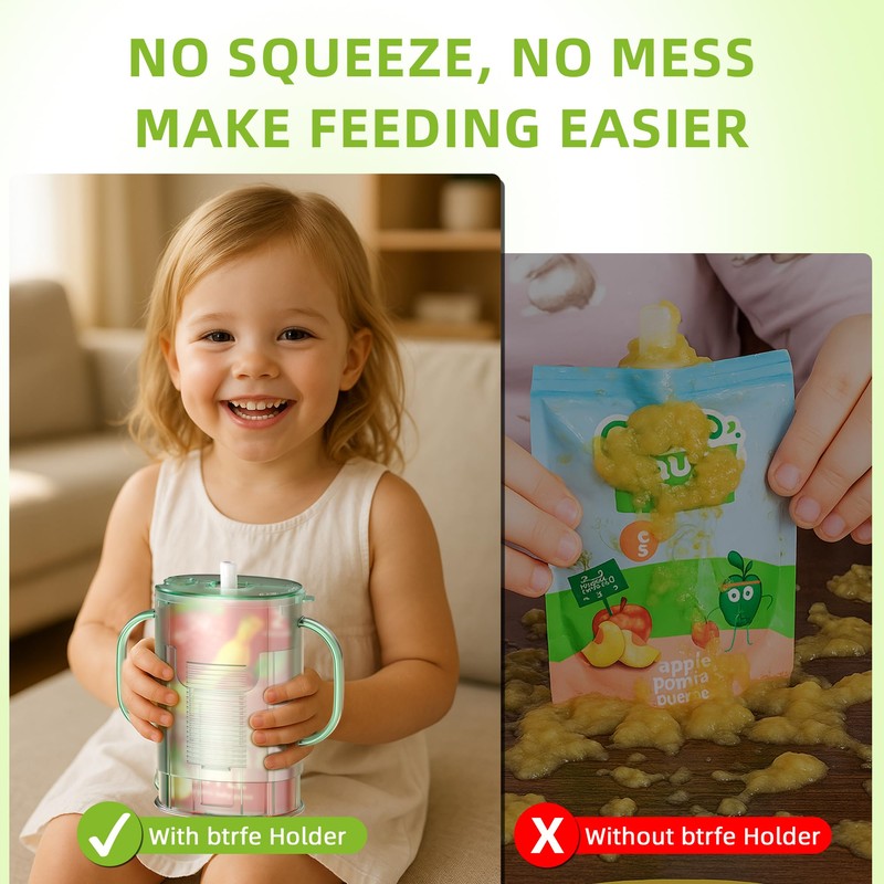 btrfe 2 Pack Pouch Holder No Squeeze for Food Pouches