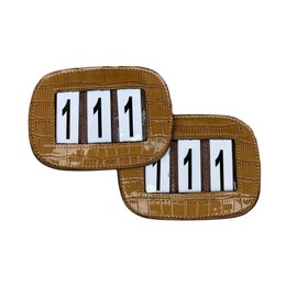 Competition Leather Number Holder 3 Digit for bridles and Saddle pads with Crocco Patent (Tan)