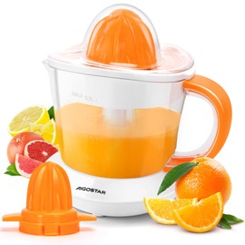 Aigostar Electric Juicer, 2 Cones, Orange Squeezer, 40 Watt, Citrus Juicer 0.7 Litres, 2 Directions of Rotation, High Juice Yield, Drip-Proof Spout, BPA-Free (Orange)