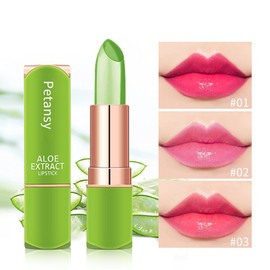 Petansy 3 Packs Aloe Vera Lipstick , Lips Moisturizer Long Lasting Nutritious Lip Balm Magic Temperature Color Change Lip Gloss-Set(A)